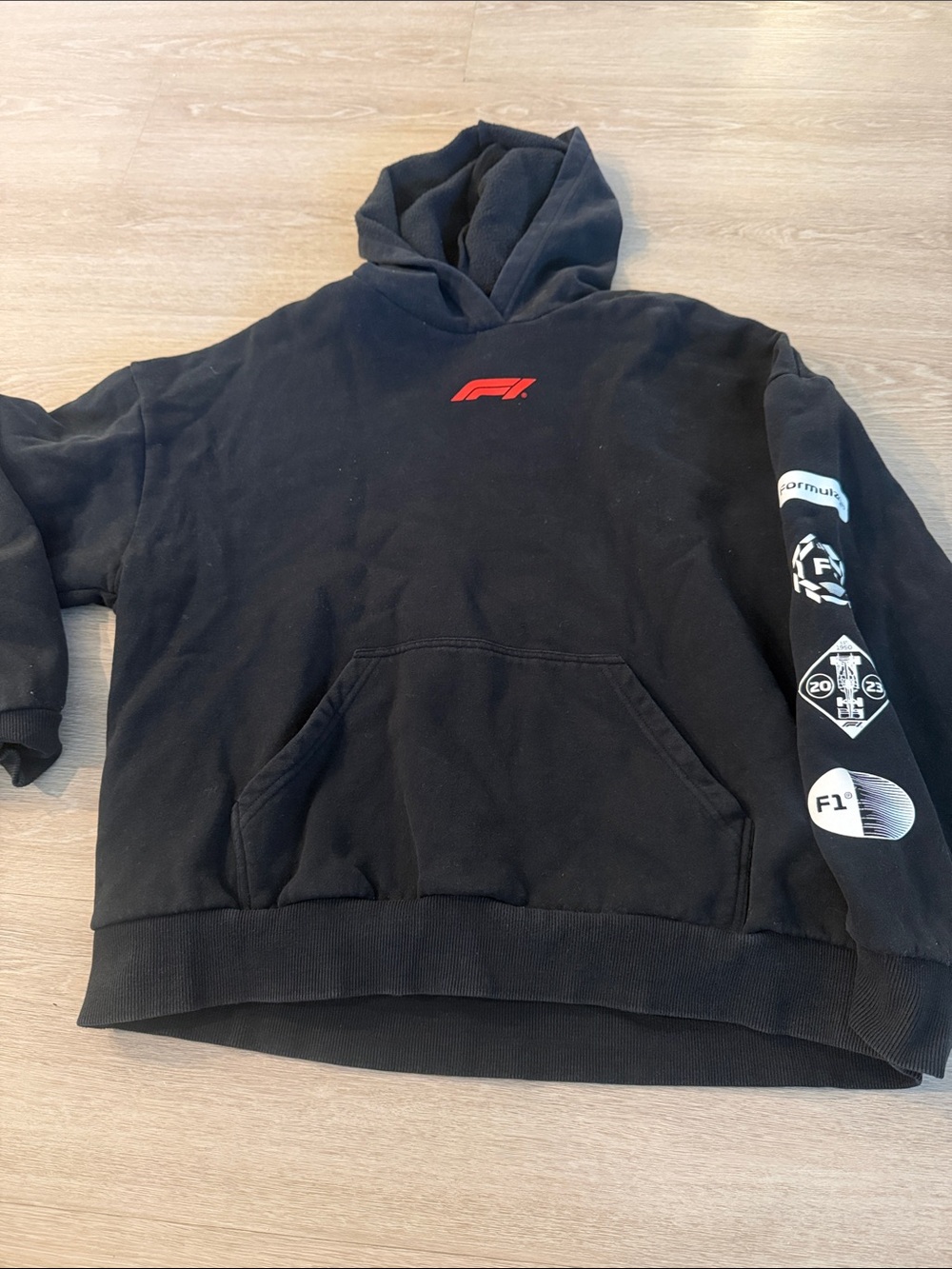 PacSun Black Hoodie with Red Formula 1 Accent